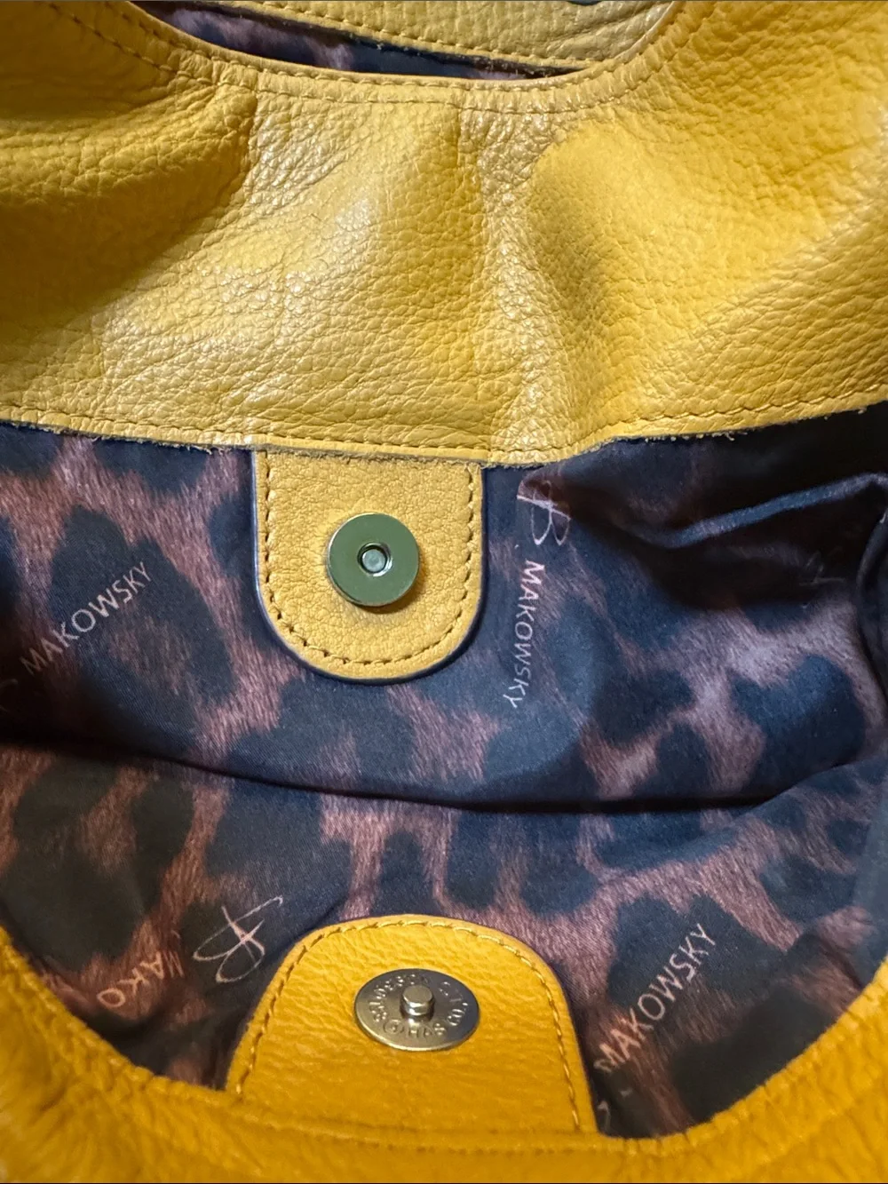 b. makowsky Yellow Leather Satchel with Turn-Lock Accent